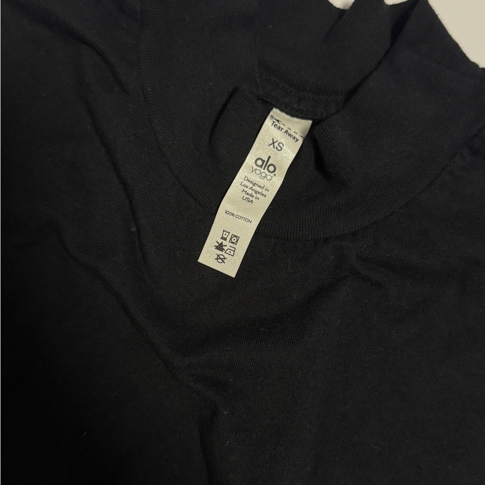 ALO Yoga Black Crop T-Shirt XS - Picture 3 of 3